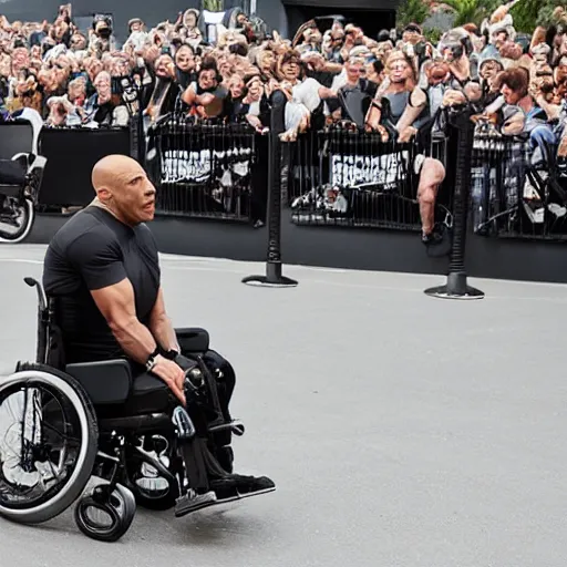 Prompt: the rock on wheelchair