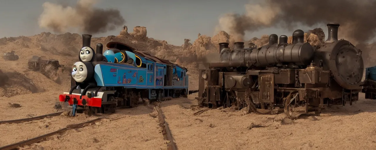 Image similar to still frame of Thomas the Tank Engine in MAD MAX: FURY ROAD (2015)