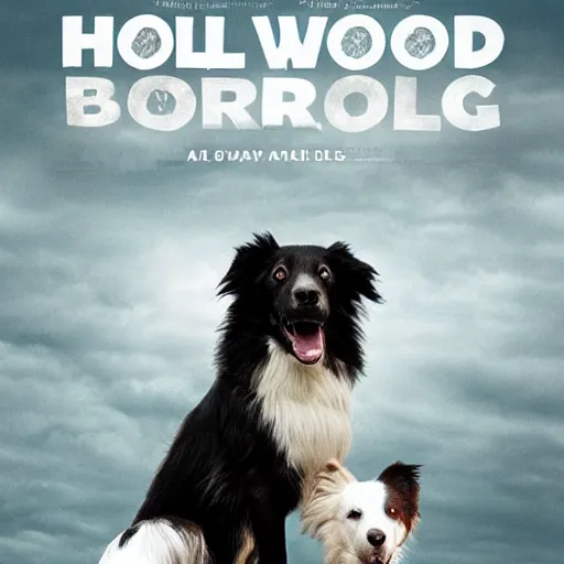 Image similar to movie poster for hollywood movie about border collie dog saving the world