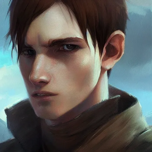 Prompt: portrait of a young man by greg rutkowski, armin arlert from attack on titan, he is about 2 0 years old, highly detailed portrait, digital painting, artstation, concept art, smooth, sharp foccus ilustration, artstation hq