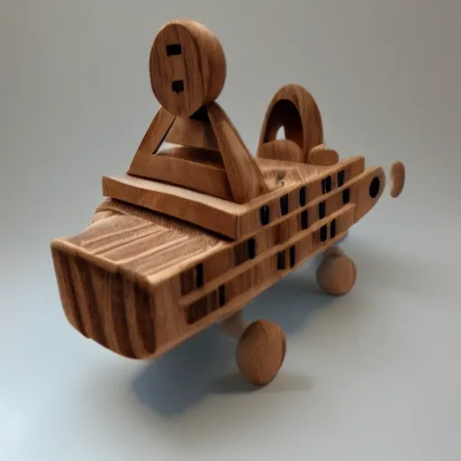 Prompt: wooden spaceship