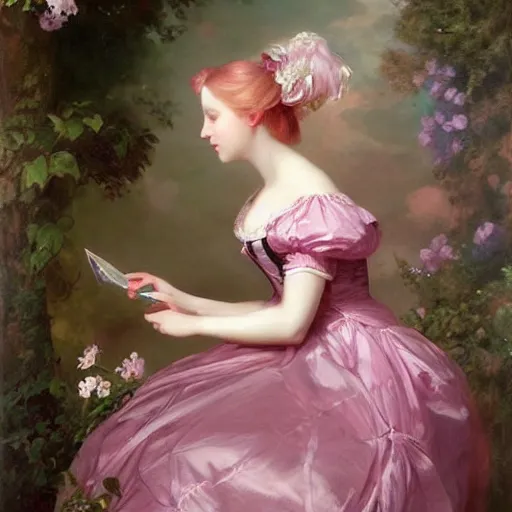 Image similar to Alice in Wonderland,a portrait of a beautiful Pink hair girl,Diamonds Blaze,Rose twining,luxuriant,dreamy, eternity, romantic,highly detailed,in the style of Franz Xaver Winterhalter, highly detailed,in the style of Aetherpunk