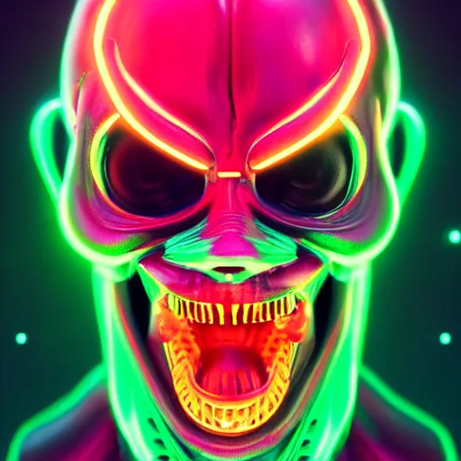 Prompt: synthwave alien face with neon tattos, detailed face, sharp focus, synthwave art, aesthetic, octane render, raw, cinematic