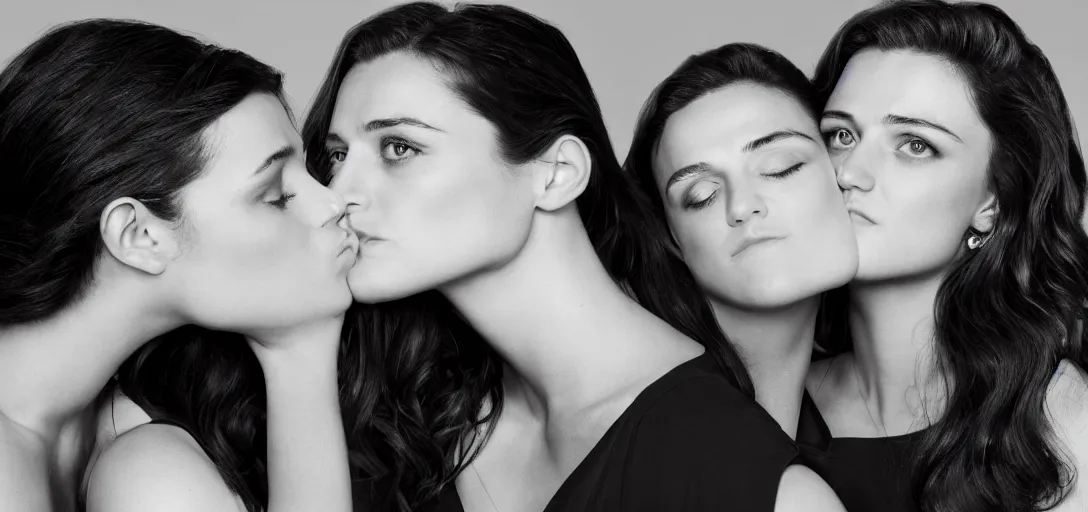 Image similar to katie mcgrath kissing melissa benoist, studio lighting 4 k