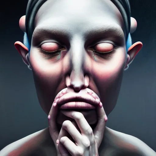 Prompt: stunning painting of an expression : the seperation of mind and conscious by rik oostenbroek, concept art, masterpiece, hyperrealism, ultra detailed, sharp focus, cinematic, soft lighting, 8 k hd resolution
