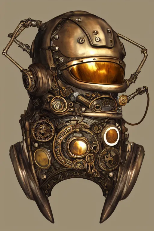 Image similar to steampunk helmet fantasy art mask robot ninja stylized digital illustration sharp focus, elegant intricate digital painting artstation concept art global illumination ray tracing advanced technology chaykin howard and campionpascale and cooke darwyn and davis jack