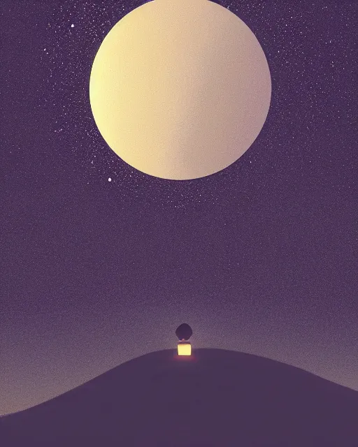 Image similar to beautiful painting of a serene moon at night, art by mike winkelmann, sky night, illustration, highly detailed, simple, smooth and clean vector curves, no jagged lines, vector art, smooth, artstation