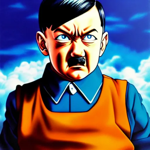 Image similar to Painting of Adolf Hitler, official, detailed, character dragonball, award winning artwork, Akira Toriyama