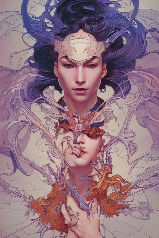 Image similar to daniel joaquin trujillo, by artgerm and yoshitaka amano and moebius and alphonse mucha, hyperdetailed, dc comics, ornate, nebula, explosions in the sky, trending on artstation