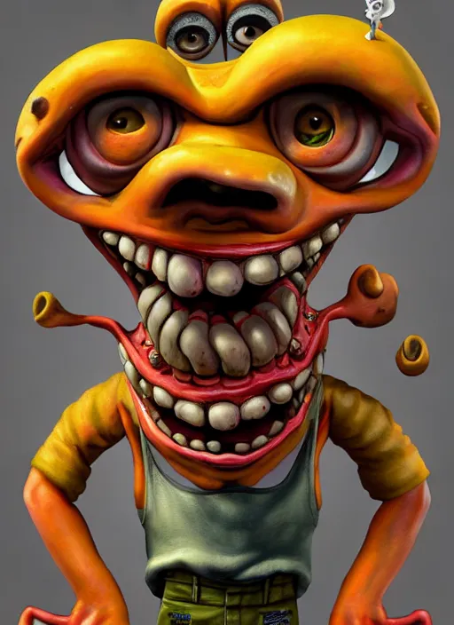 Image similar to an ultra fine detailed painting of an aaahh!!! real monsters taxi driver by james gurney, featured on zbrush central, sots art, behance hd, reimagined by industrial light and magic