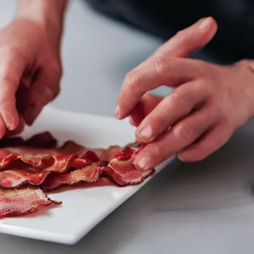 Prompt: pen drawing of a man salting a plate of bacon