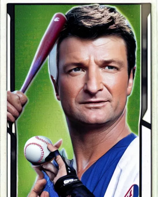Image similar to futuristic nft baseball card of nathan fillion, full - view