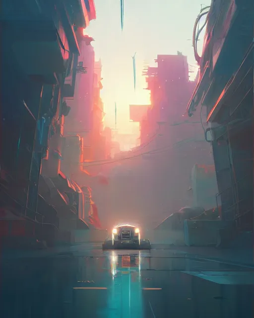 Image similar to ranxerox by greg rutkowski, loish, rhads, beeple, makoto shinkai and lois van baarle, ilya kuvshinov, rossdraws, tom bagshaw, alphonse mucho, global illumination, detailed and intricate environment