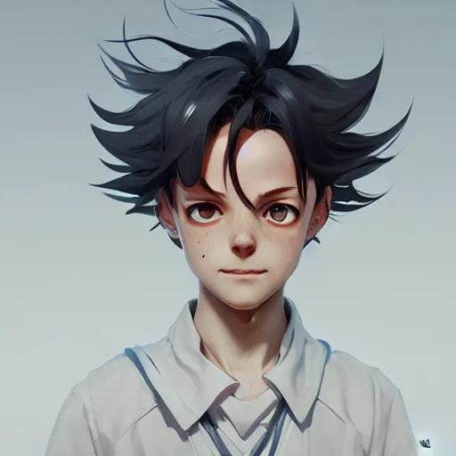 Portrait of Ray from the promised neverland, hair, Stable Diffusion