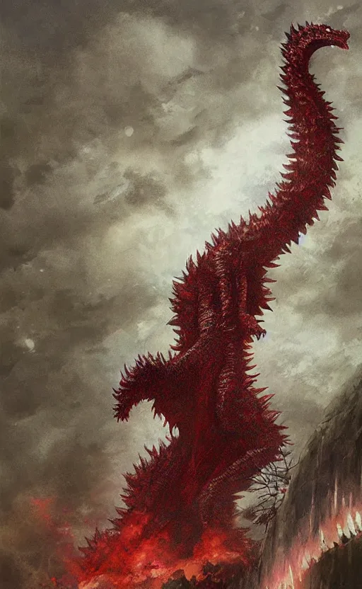 Image similar to shin godzilla, trending on pixiv fanbox, painted by greg rutkowski makoto shinkai takashi takeuchi studio ghibli