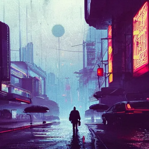 Prompt: many jellyfish running on the street at night after the rain, with the silhouette of distant mountains in the background, cyberpunk style, blade runner, by darek zabrocki, 8 k