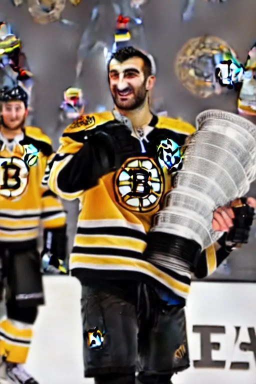 Image similar to patrice bergeron holding the stanley cup boston bruins