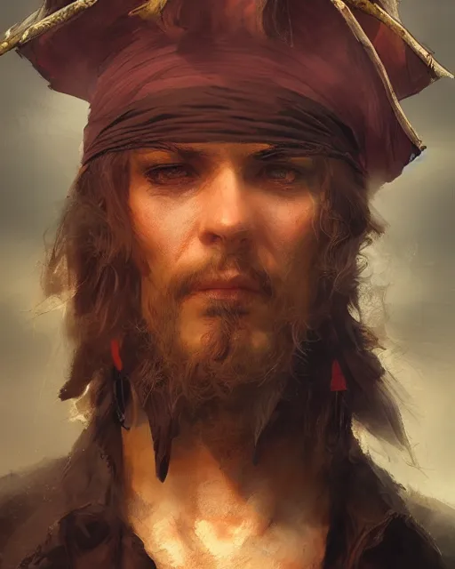 Prompt: Pirate, portrait, intricate, elegant, volumetric lighting, scenery, digital painting, highly detailed, artstation, sharp focus, illustration, concept art, ruan jia, steve mccurry