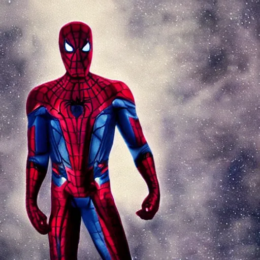 Image similar to a single iron man and spider - man hybrid, dslr, polaroid