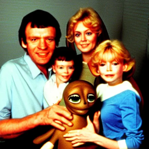 Image similar to family photo, with et, 1 9 8 4