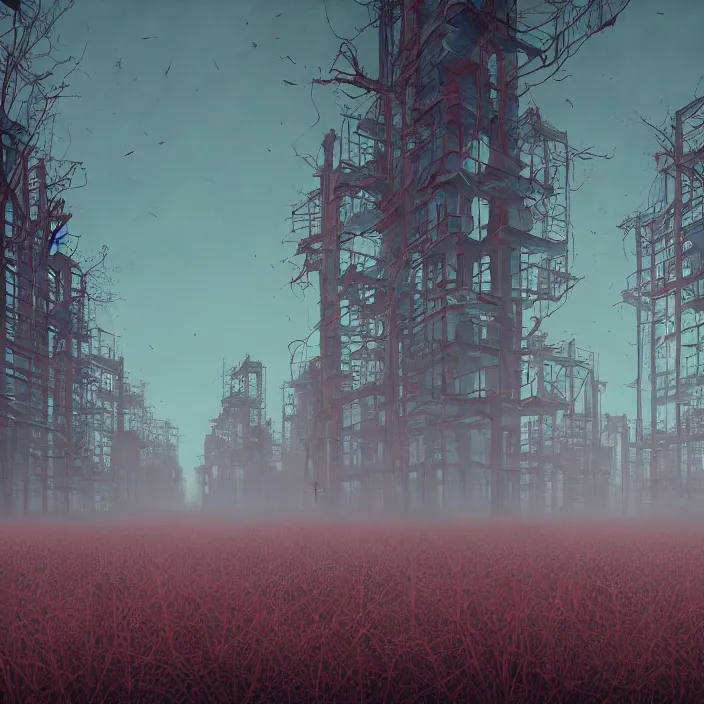 Prompt: a beautiful painting of pripyat by simon stalenhag and zdzisław beksinski and rene magritte, in style of digital art. hyper detailed, sharp focus, soft light. unreal engine 5. ray tracing. trending on artstation