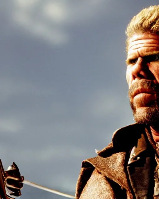 Image similar to film still close up shot of ron perlman as the man with no name from the movie a fistful of dollars. photographic, photography