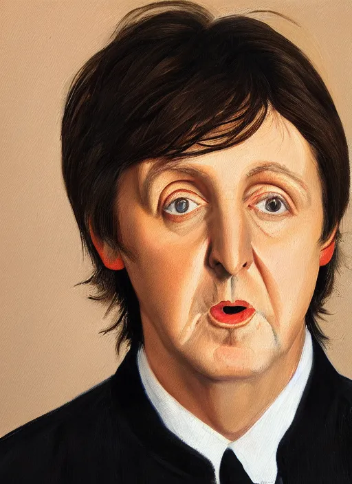 Image similar to a portrait painting of paul mccartney by John Currin