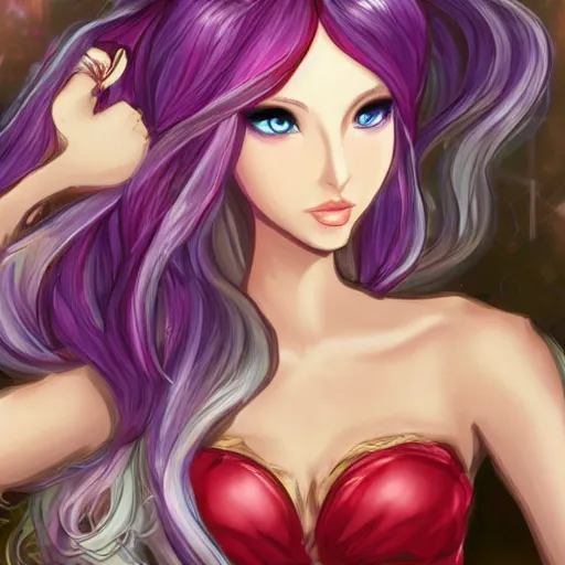 Image similar to seraphine from league of legends brushing her hair