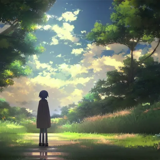 Prompt: magical dream haven pixiv scenery art painted by makoto shinkai