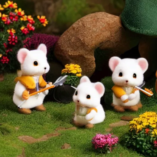 Image similar to lord of the rings calico critters in the shire