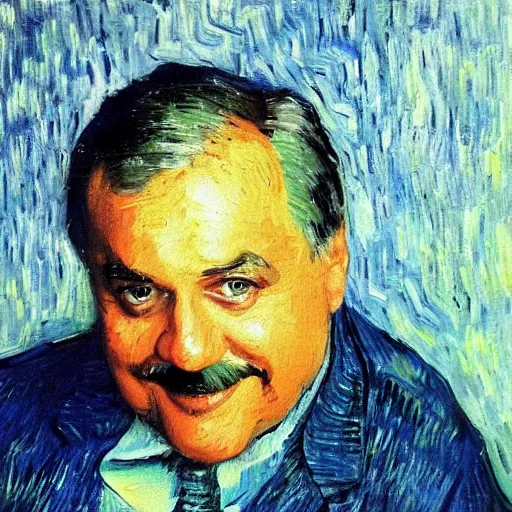 Image similar to a painting of christopher hewett playing tv sitcom character mr. belvedere, trending on artstation, impressionist style, gogh