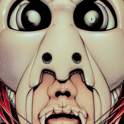 Prompt: portrait closeup of crazy marshmello singer, symmetrical, by yoichi hatakenaka, masamune shirow, josan gonzales and dan mumford, ayami kojima, takato yamamoto, barclay shaw, karol bak, yukito kishiro