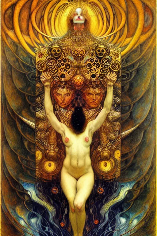 Image similar to Divine Chaos Engine by Karol Bak, Jean Delville, William Blake, Gustav Klimt, and Vincent Van Gogh, symbolist, visionary