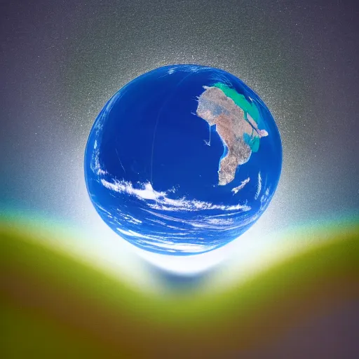 Prompt: macro photo of Earth inside a water sphere, depth of field, highly detailed photo