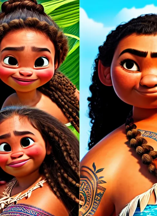 Image similar to highly detailed portrait of moana, photographic realistic background, by dustin hobert, by niki norberg, by royal jafarov, by jose torres, by manny valerio, by erick holguin