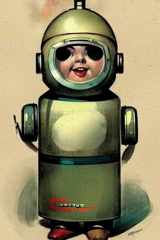 Image similar to ( ( ( ( ( 1 9 5 0 s retro future android robot fat knome. muted colors. childrens layout, ) ) ) ) ) by jean - baptiste monge,!!!!!!!!!!!!!!!!!!!!!!!!!