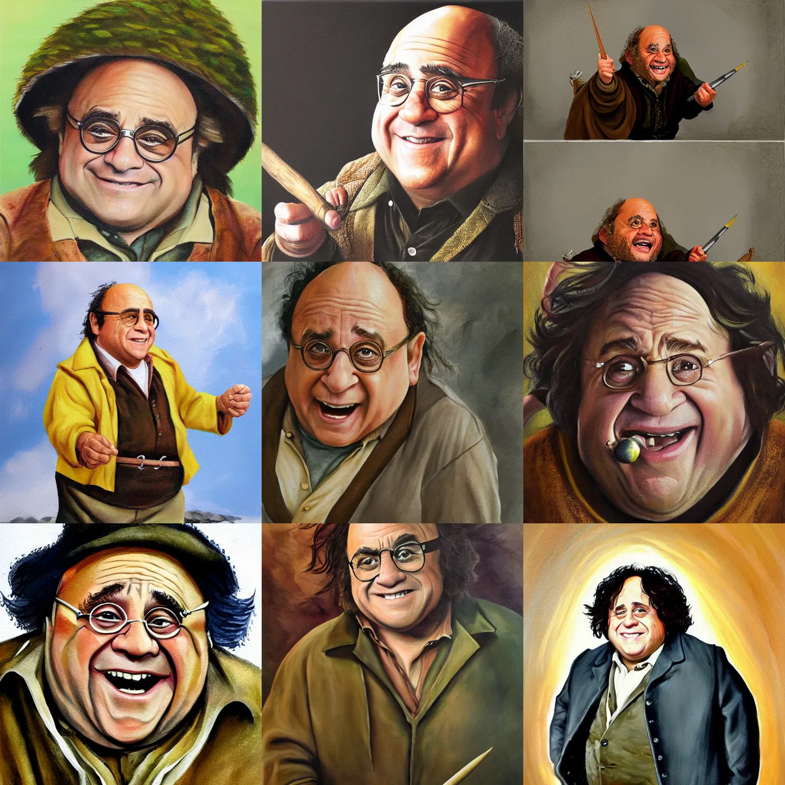 Prompt: Danny DeVito as a hobbit, painting