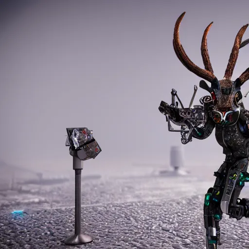 Image similar to cyborg jackalope cyberpunk, 3D render, 8k HD