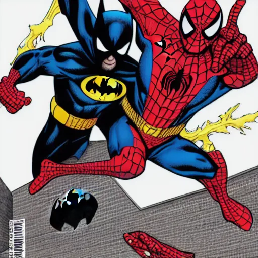 Prompt: spiderman and batman fighting against homelander
