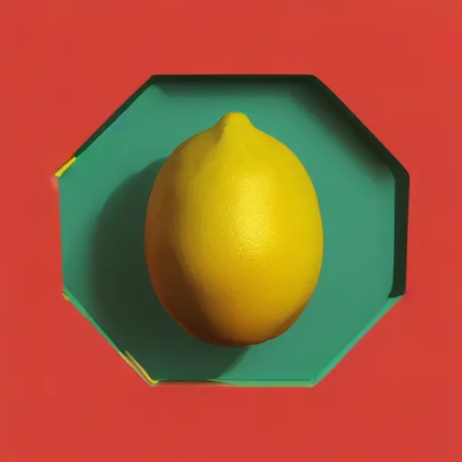 Image similar to a render of a low polygon lemon,