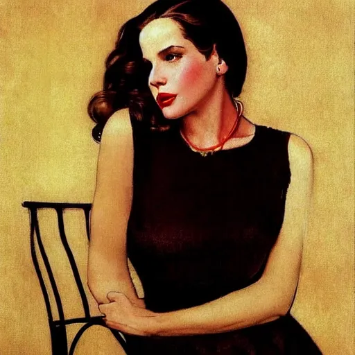 Image similar to lana del rey by norman rockwell