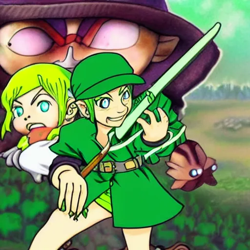 Image similar to saria from ocarina of time in one piece style
