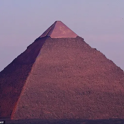 Image similar to The Sun has gone out and the Earth is lit only by the glow of residual vulcanism, the Last Redoubt, a gigantic metal pyramid, nearly eight miles high, which is under siege from unknown forces and Powers outside in the dark