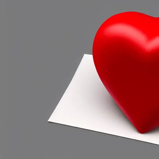 Image similar to 3d render of a badly formed red putty heart shape in the middle of a gray sheet of paper