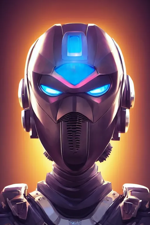 Image similar to epic mask helmet robot ninja portrait stylized as fornite style game design fanart by concept artist gervasio canda, behance hd by jesper ejsing, by rhads, makoto shinkai and lois van baarle, ilya kuvshinov, rossdraws global illumination radiating a glowing aura global illumination ray tracing hdr render in unreal engine 5