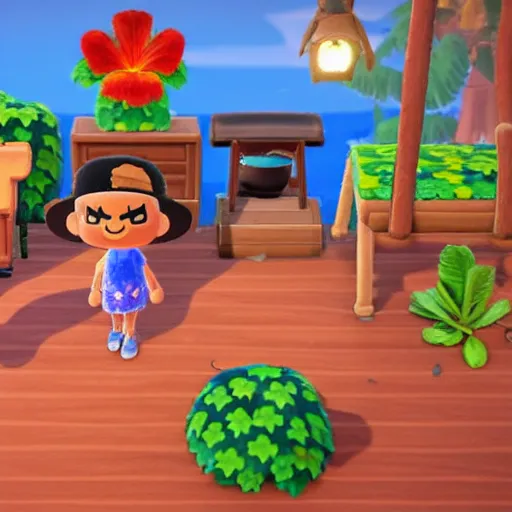 Prompt: tropical decoration in animal crossing