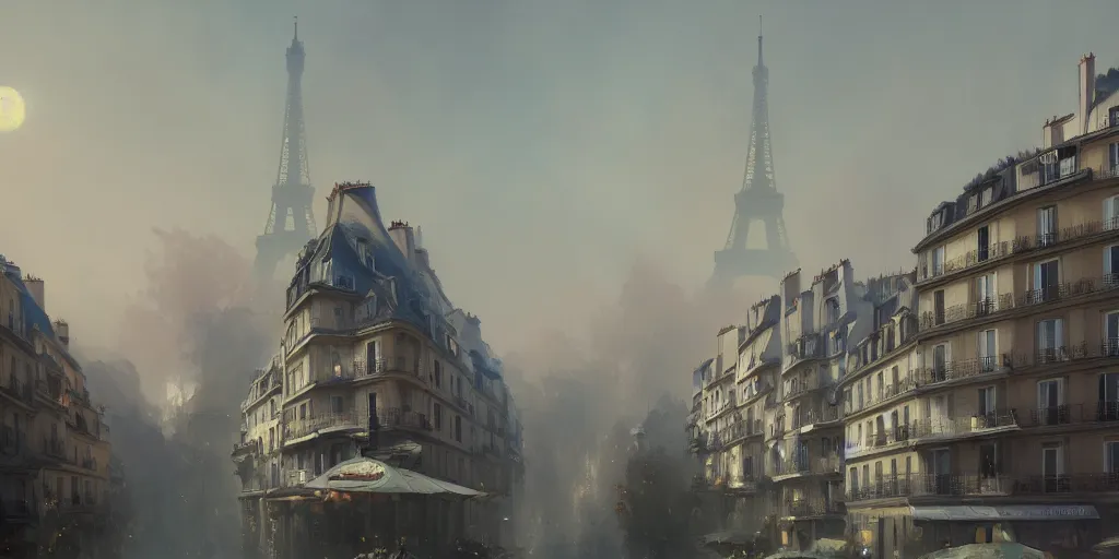 Image similar to paris in 1 9 1 7, extremely detailed digital painting, in the style of fenghua zhong and ruan jia and jeremy lipking and peter mohrbacher, mystical colors, rim light, beautiful lighting, 8 k, stunning scene, raytracing, octane, trending on artstation