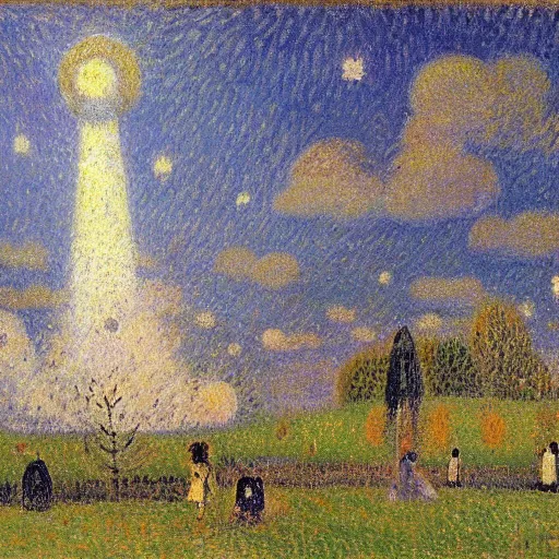 Prompt: Liminal space in outer space by Camille Pissarro