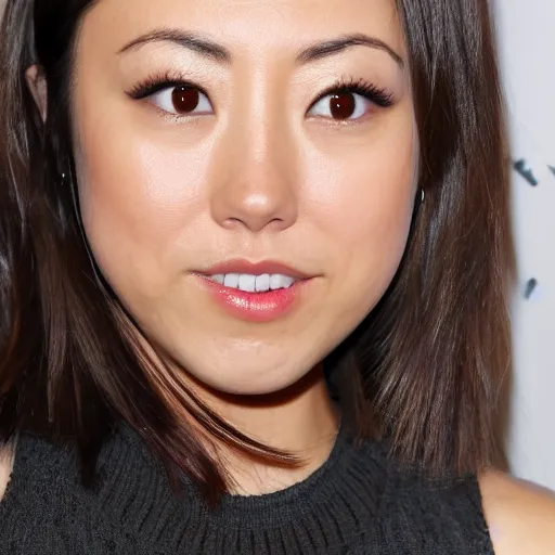 Image similar to portrait karen fukuhara aubrey plaza bald neutral expression face straight on headshot even lighting texture character creator 4