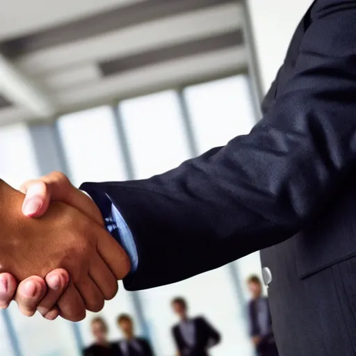 Prompt: Corporate business handshake between business partners